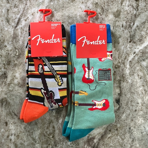 Fender Men's & Women’s Colorful Guitar Socks Set 2 Pair - Picture 1 of 5